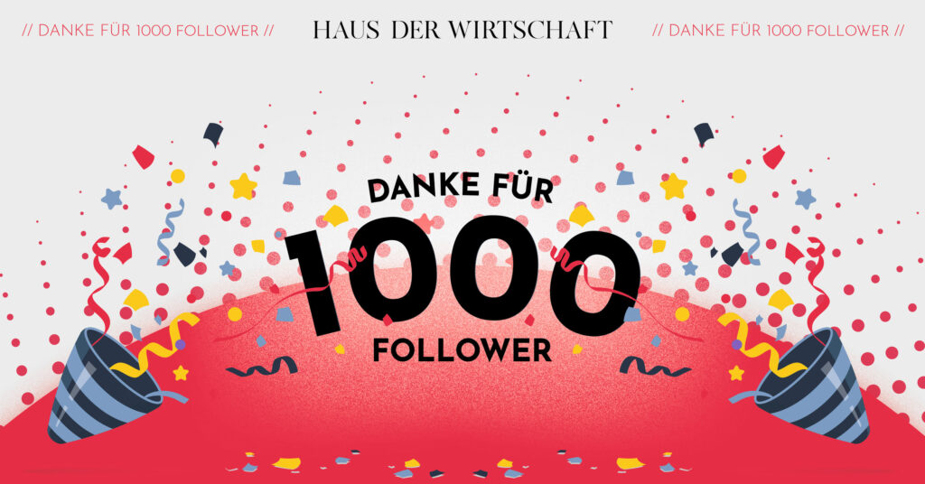 Social-Media-Grafik Danke für 1000 Follower mit Konfetti – Grafikdesign von Marco Pendt